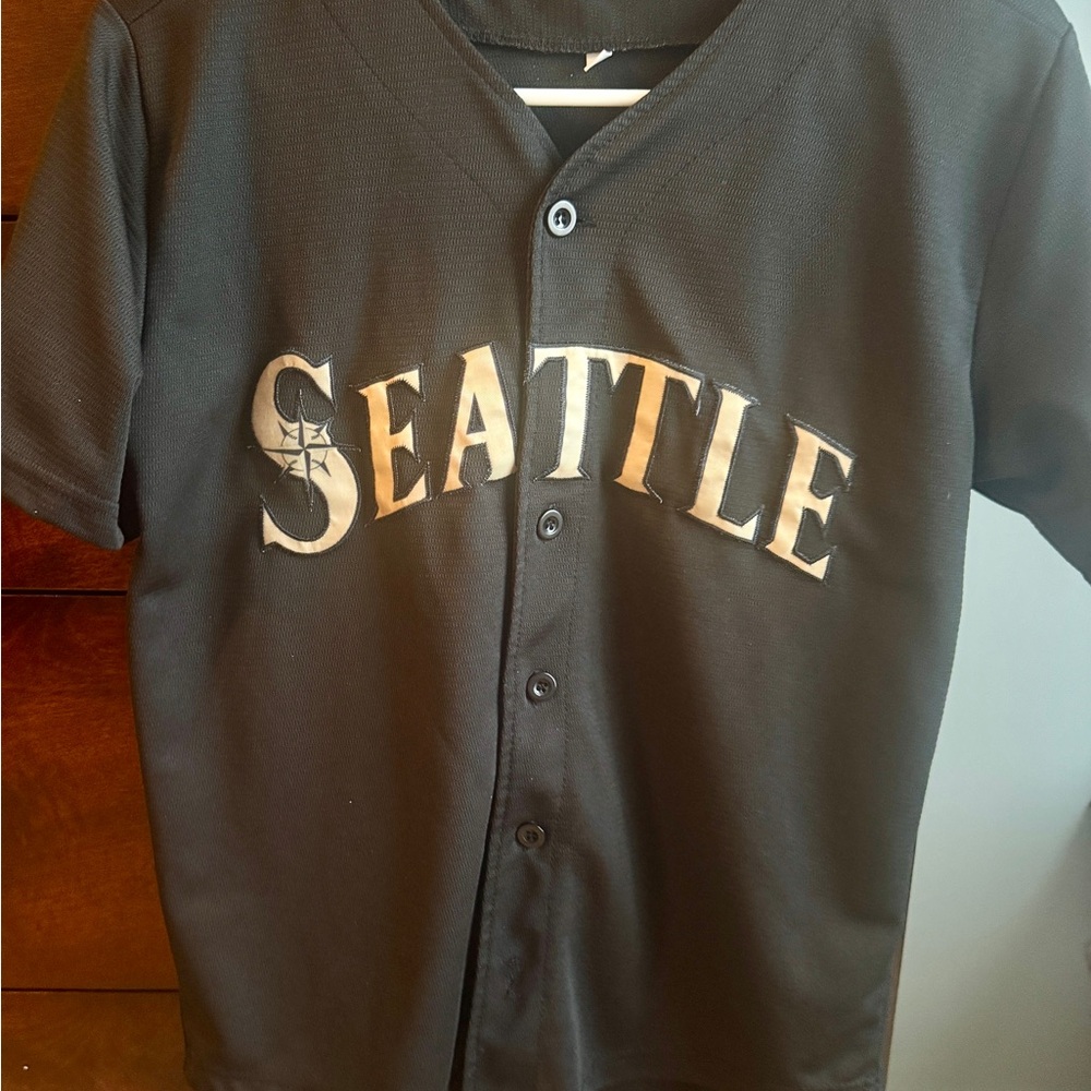 Seattle Black Button-Up Jersey: Rodriguez 44